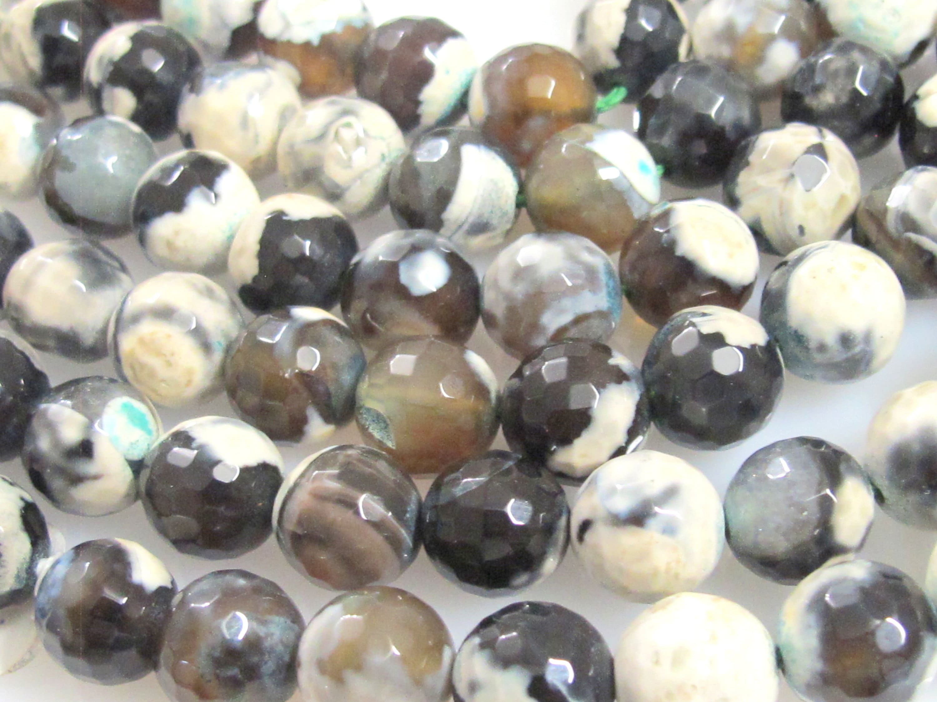 1 full strand Tibetan gemstone beads Tibetan agate beads faceted round shape 10 mm - GM222K