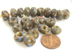 10 BEADS - African glass beads - African recycled glass donut shape beads honey brown color - AB071