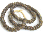 10 BEADS - African glass beads - African recycled glass donut shape beads honey brown color - AB071