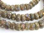 10 BEADS - African glass beads - African recycled glass donut shape beads honey brown color - AB071