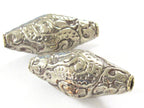 1 BEAD - Tibetan silver finish large bicone shape 44 mm repousse dragon snake design beads Nepal - BD350M