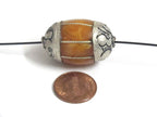 1 BEAD - Large Tibetan copal resin grooved melon shape bead - BD668K