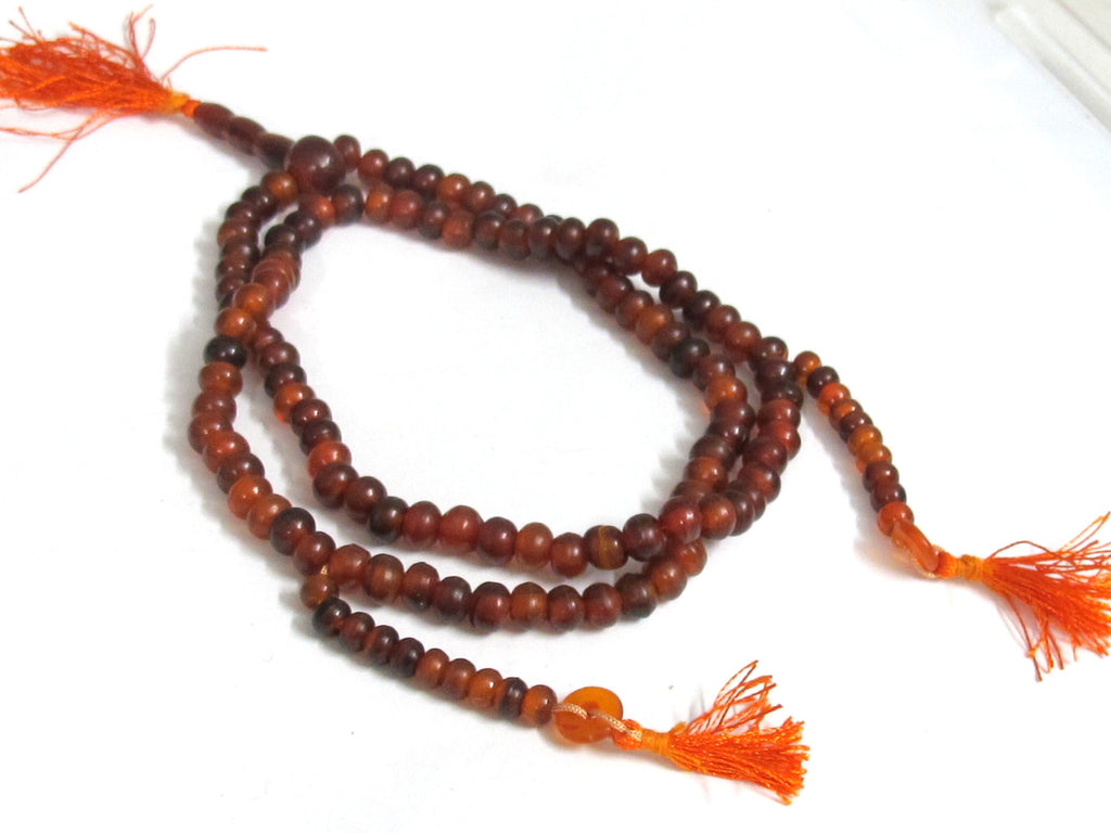 108 beads - Tibetan 108 mala beads guru bead counter supplies -mala making reddish upcycled cattle horn beads - ML124A