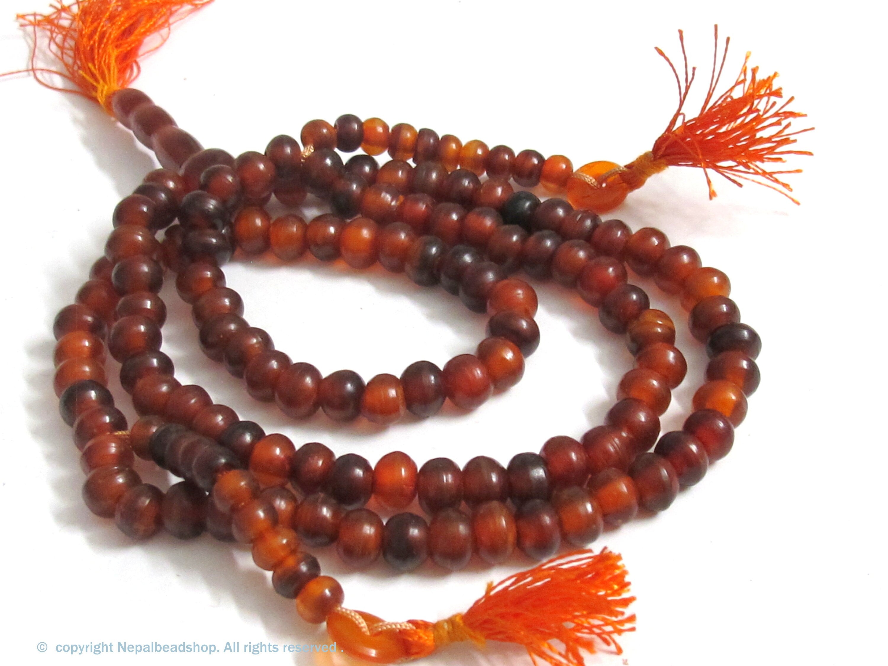 108 beads - Tibetan 108 mala beads guru bead counter supplies -mala making reddish upcycled cattle horn beads - ML124A
