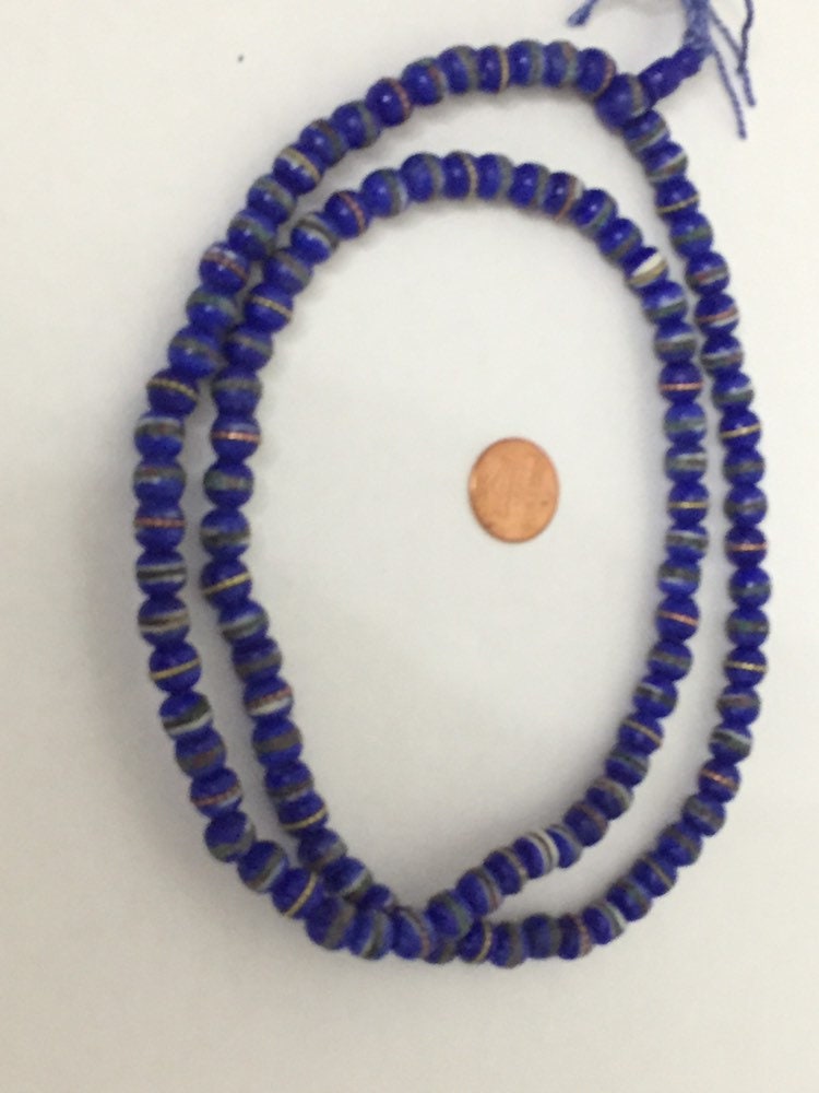 108 beads - Tibetan bone beads inlaid bone beads - 8 mm Tibetan blue color bone beads turquoise brass inlay beads - nepal ML125A