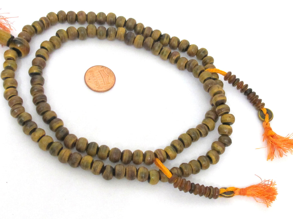 108 mala BEADS - Tibetan 108 horn recycled cattle bone mala beads with guru bead and counters mala - horn beads - ML129A