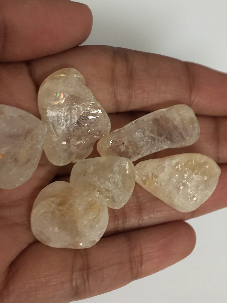 4 BEADS - Tibetan gemstone beads smaller nuggets Raw citrine gemstone nugget beads - GM269E