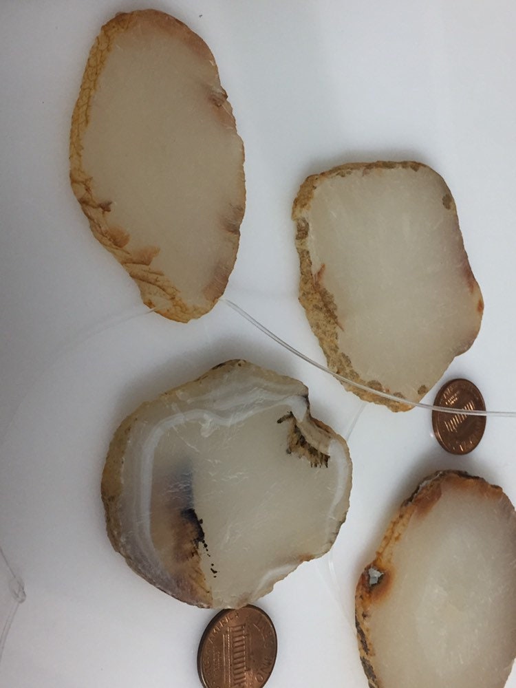 1 Agate bead slice - Raw freeform agate gemstone slice beads hole drilled -great for wire wrapping GM265G