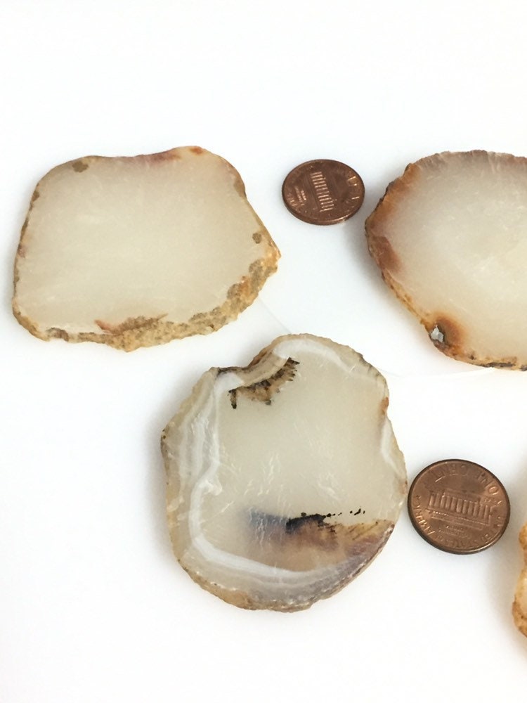 1 Agate bead slice - Raw freeform agate gemstone slice beads hole drilled -great for wire wrapping GM265G