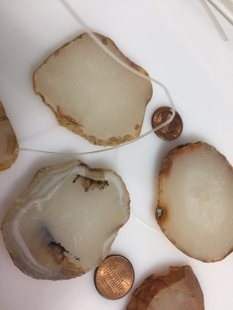1 Agate bead slice - Raw freeform agate gemstone slice beads hole drilled -great for wire wrapping GM265G