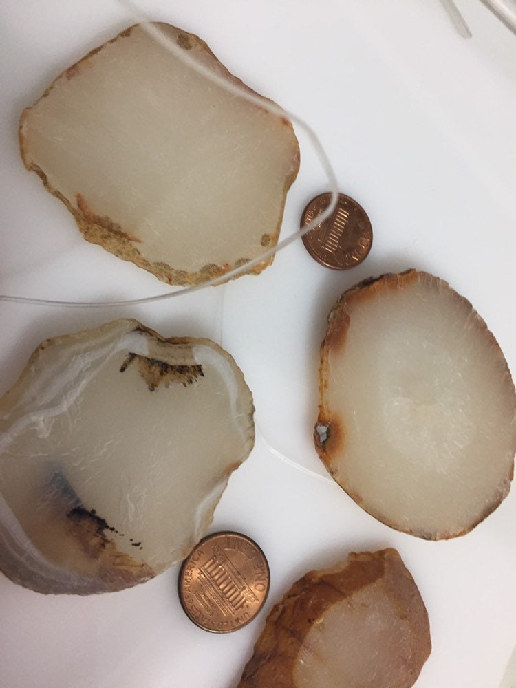 1 Agate bead slice - Raw freeform agate gemstone slice beads hole drilled -great for wire wrapping GM265G