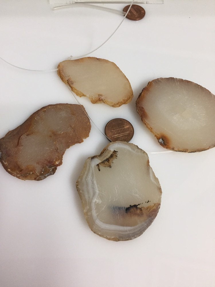 1 Agate bead slice - Raw freeform agate gemstone slice beads hole drilled -great for wire wrapping GM265G