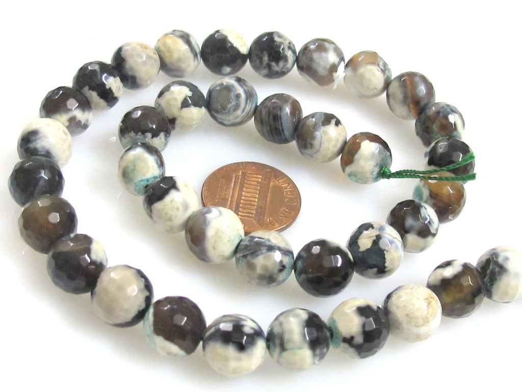 1 full strand Tibetan gemstone beads Tibetan agate beads faceted round shape 10 mm - GM222K