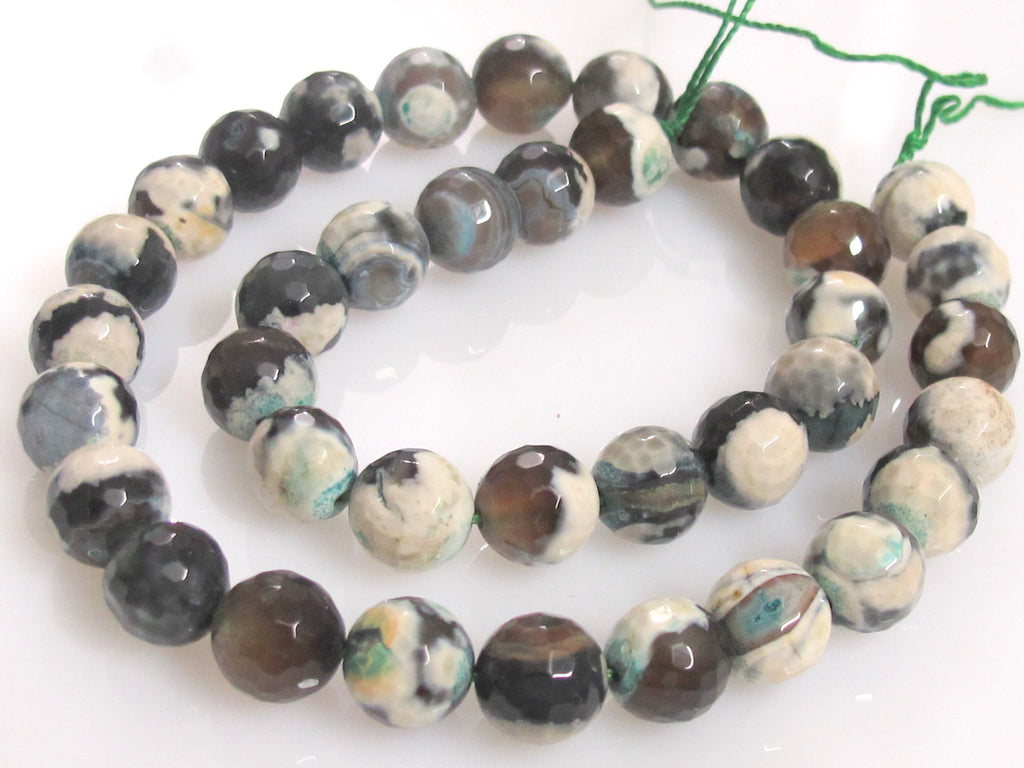 1 full strand Tibetan gemstone beads Tibetan agate beads faceted round shape 10 mm - GM222K