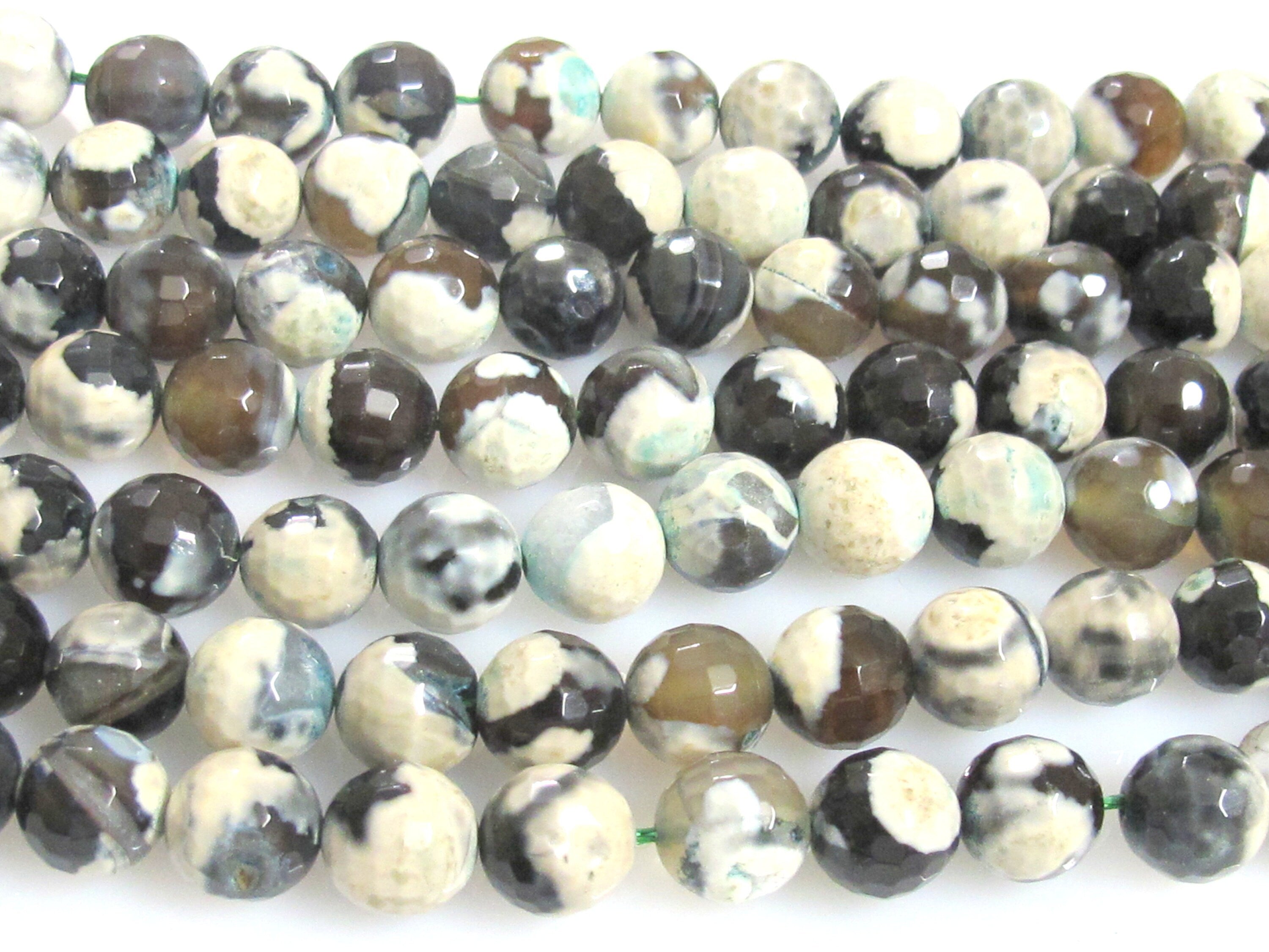 1 full strand Tibetan gemstone beads Tibetan agate beads faceted round shape 10 mm - GM222K