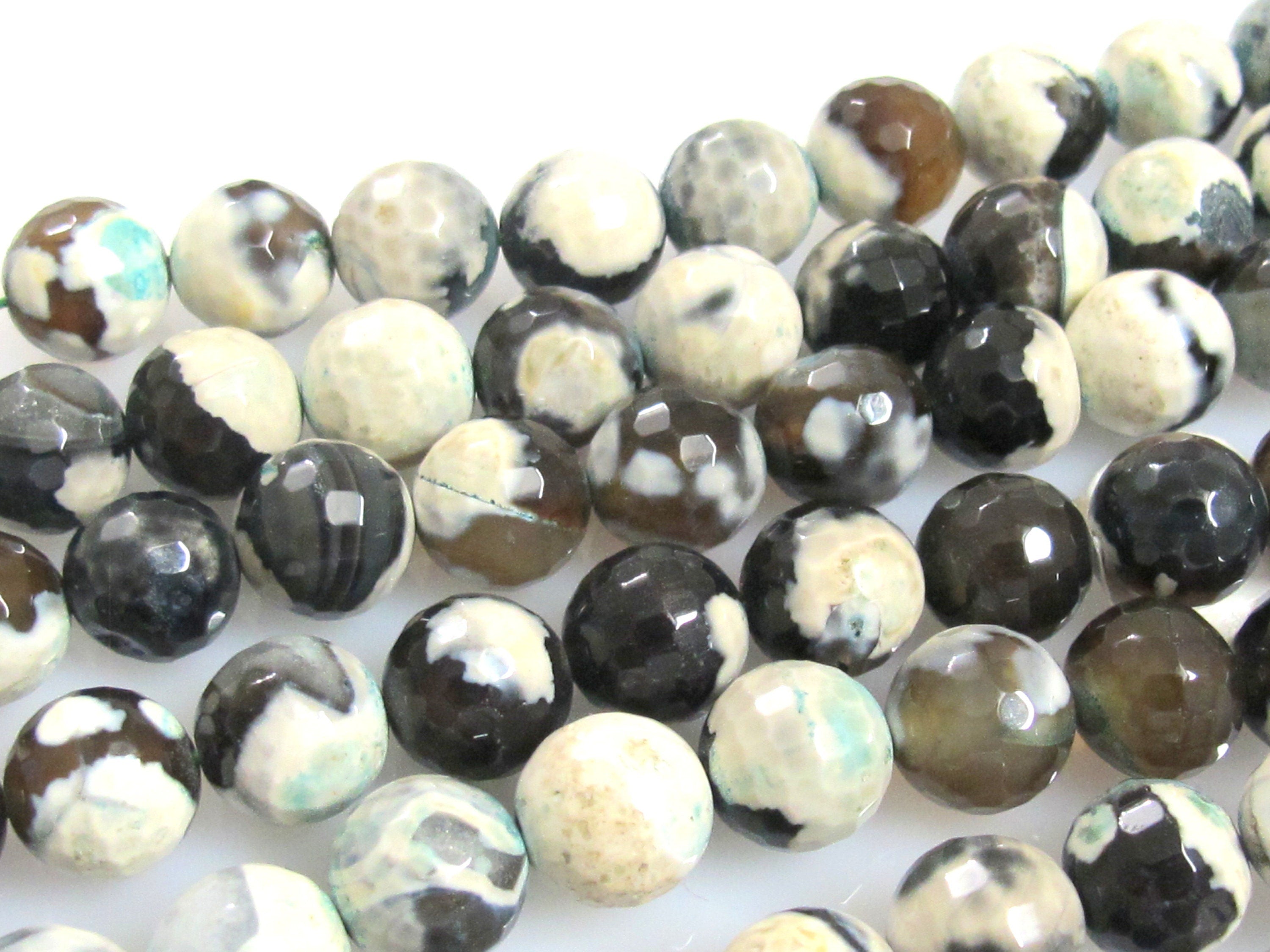 1 full strand Tibetan gemstone beads Tibetan agate beads faceted round shape 10 mm - GM222K