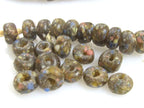 10 BEADS - African glass beads - African recycled glass donut shape beads honey brown color - AB071