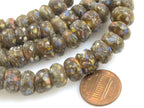 10 BEADS - African glass beads - African recycled glass donut shape beads honey brown color - AB071