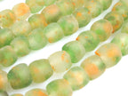 10 BEADS - African beads african recycled glass beads green orange color - AB072