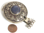 SALE - 1 clasp - Tibetan Nepal lapis lazuli gemstone clasp findings Large ethnic Tibetan silver lapis inlaid box clasp pendant - PM414B