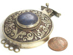 SALE - 1 clasp - Tibetan Nepal lapis lazuli gemstone clasp findings Large ethnic Tibetan silver lapis inlaid box clasp pendant - PM414B