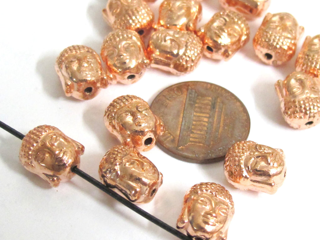 10 Buddha beads - Reversible rose copper color Tibetan Buddha metal beads - BD288K