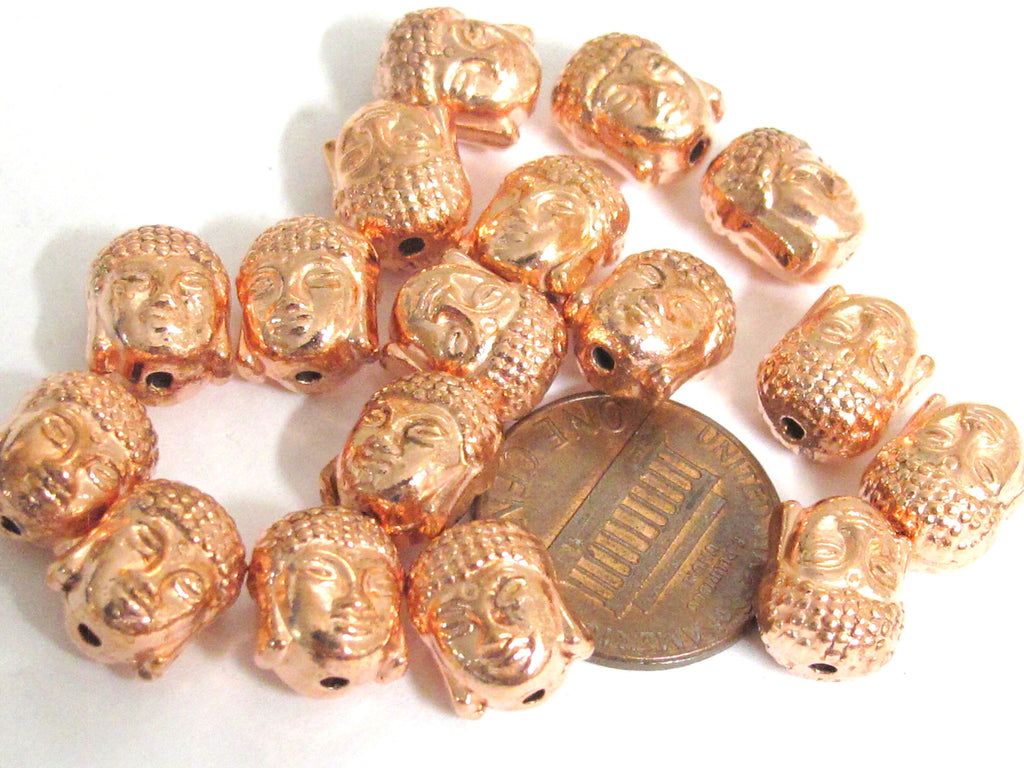 10 Buddha beads - Reversible rose copper color Tibetan Buddha metal beads - BD288K