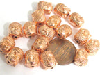 10 Buddha beads - Reversible rose copper color Tibetan Buddha metal beads - BD288K