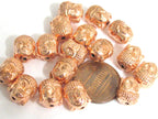 10 Buddha beads - Reversible rose copper color Tibetan Buddha metal beads - BD288K