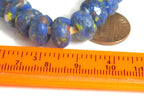 25 BEADS - African glass beads - African recycled glass donut shape beads blue color - AB073