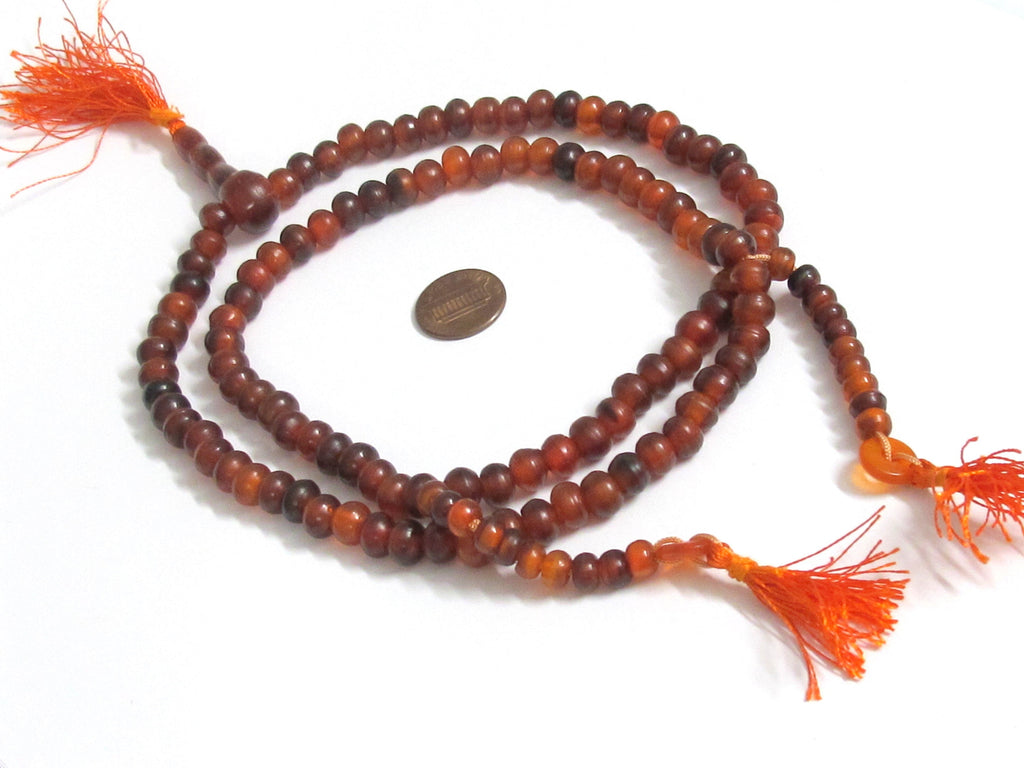 108 beads - Tibetan 108 mala beads guru bead counter supplies -mala making reddish upcycled cattle horn beads - ML124A