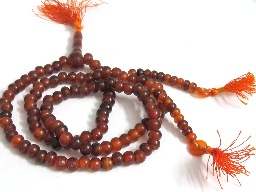 108 beads - Tibetan 108 mala beads guru bead counter supplies -mala making reddish upcycled cattle horn beads - ML124A