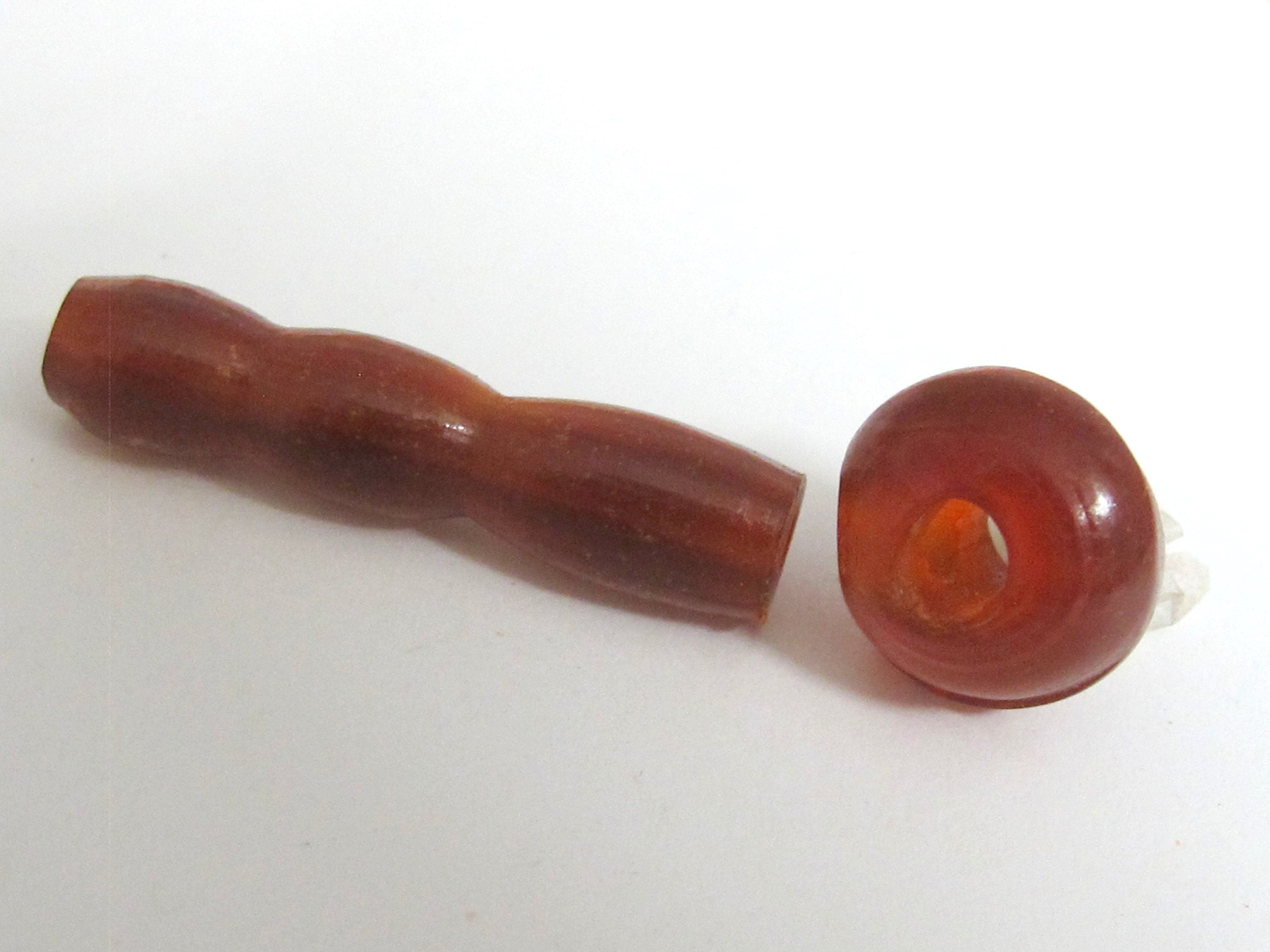 1 Guru bead - Mala making supply recycled cattle horn Tibetan Guru bead 3 hole bead with column bead - ML124G