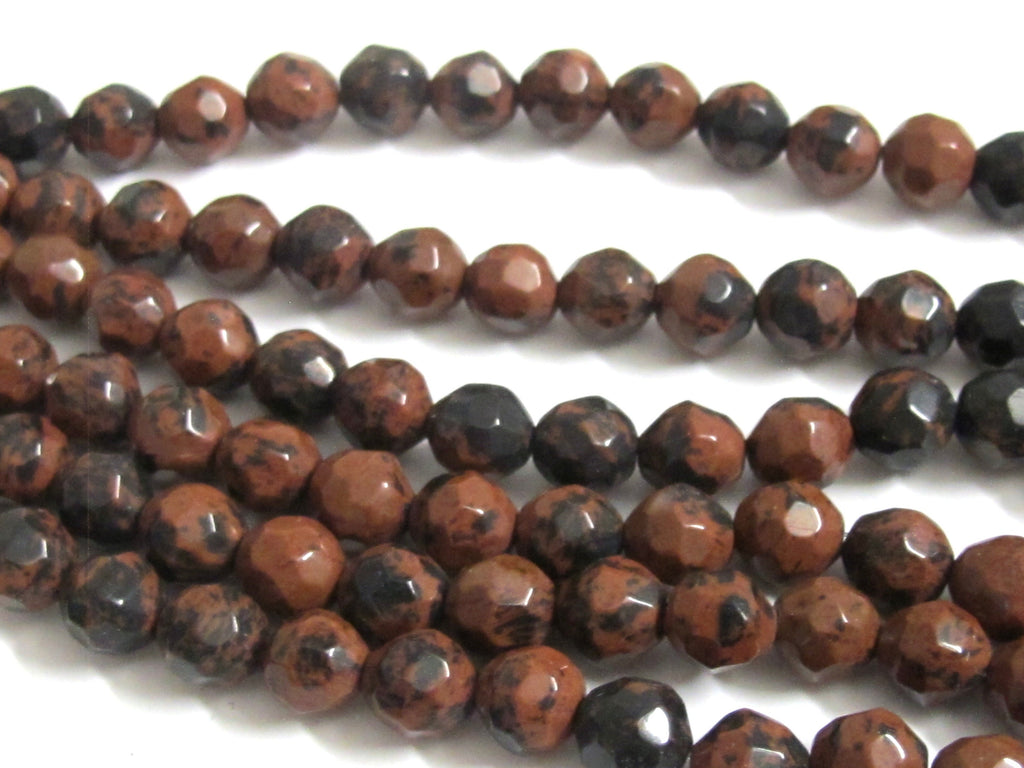 108 beads for mala jewelry making - Faceted brown black mix Tibetan agate gemstone beads 7- 8 mm - GM221K