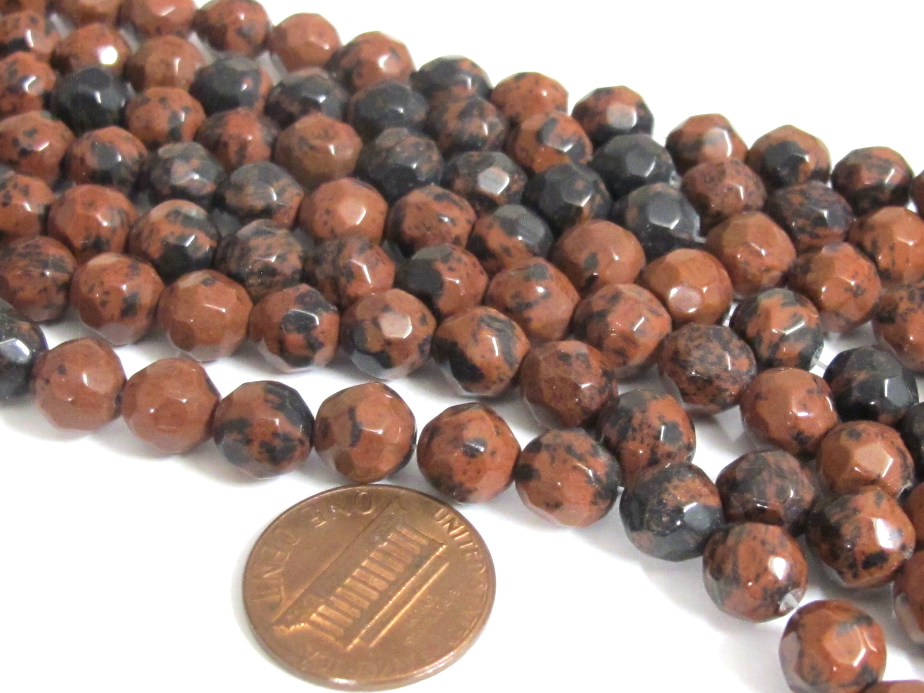 108 beads for mala jewelry making - Faceted brown black mix Tibetan agate gemstone beads 7- 8 mm - GM221K