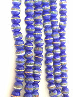 108 beads - Tibetan bone beads inlaid bone beads - 8 mm Tibetan blue color bone beads turquoise brass inlay beads - nepal ML125A