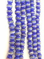 108 beads - Tibetan bone beads inlaid bone beads - 8 mm Tibetan blue color bone beads turquoise brass inlay beads - nepal ML125A