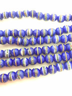 108 beads - Tibetan bone beads inlaid bone beads - 8 mm Tibetan blue color bone beads turquoise brass inlay beads - nepal ML125A