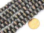 108 beads - 8 mm Tibetan black brown color recycled cattle bone mala with turquoise brass inlay beads supply - ML126A