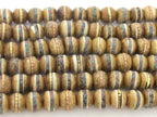 108 beads - 8 mm Tibetan brown color recycled cattle bone mala beads with turquoise brass inlay beads supply - ML128A