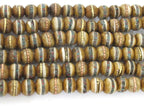 20 beads - 8 mm Tibetan brown color bone mala beads with turquoise brass inlay beads supply Tibetan beads Nepal bone beads ML128B