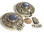SALE - 1 clasp - Tibetan Nepal lapis lazuli gemstone clasp findings Large ethnic Tibetan silver lapis inlaid box clasp pendant - PM414B