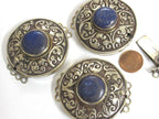 SALE - 1 clasp - Tibetan Nepal lapis lazuli gemstone clasp findings Large ethnic Tibetan silver lapis inlaid box clasp pendant - PM414B