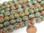 50 Beads - Tibetan beads wholesale bulk lot Mix variety Nepal beads inlaid metal beads turquoise jewelry supply Nepalbeadshop - BD00T1