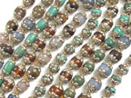 4 Beads - Mix Tibetan silver capped gemtone beads from Nepal turquoise agate quartz mix - BD582K