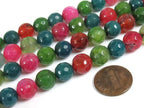 15 BEADS - Faceted round fire agate colorful gemstone beads 10mm - GM363