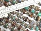 4 Beads - Mix Tibetan silver capped gemtone beads from Nepal turquoise agate quartz mix - BD582K