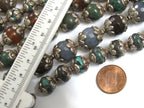4 Beads - Mix Tibetan silver capped gemtone beads from Nepal turquoise agate quartz mix - BD582K