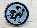 1 Bead-Tibetan dragon etched black onyx disc bead - Great for making a pendant - BD162