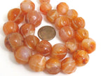 5 beads - Old Nepal Himalayan Carnelian melon shape gemstone beads naga beads medium size 12 mm to 18 mm - GM026K